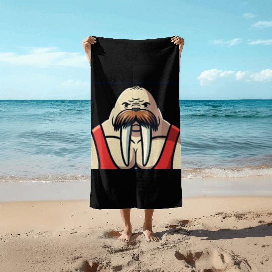 Walrus Wrestler Beach Towels