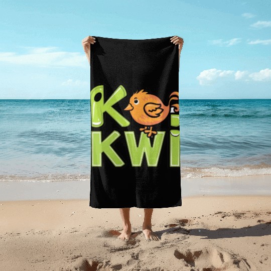 Kiwi Bird Cartoon Beach Towels