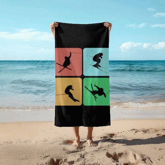 Skiing Mountains Winter sports Nature Beach Towels