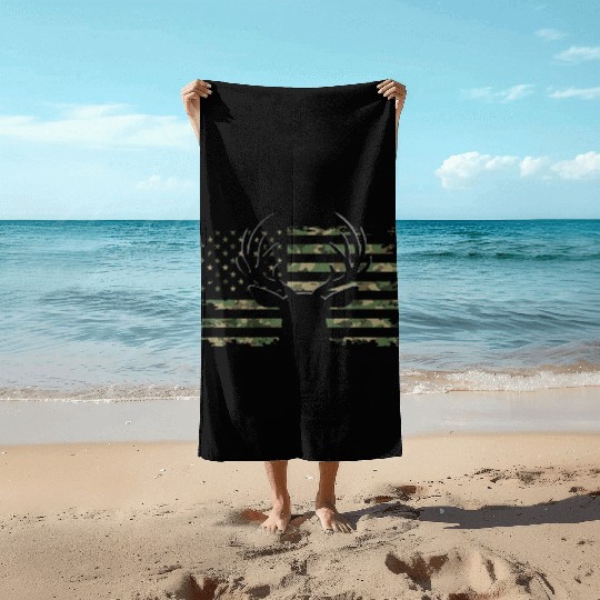 American Flag Camouflage Outdoor Antlers Deer Beach Towels