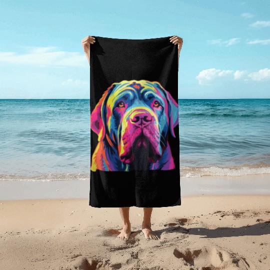 Watercolor Colorful Neapolitan Mastiff Beach Towels