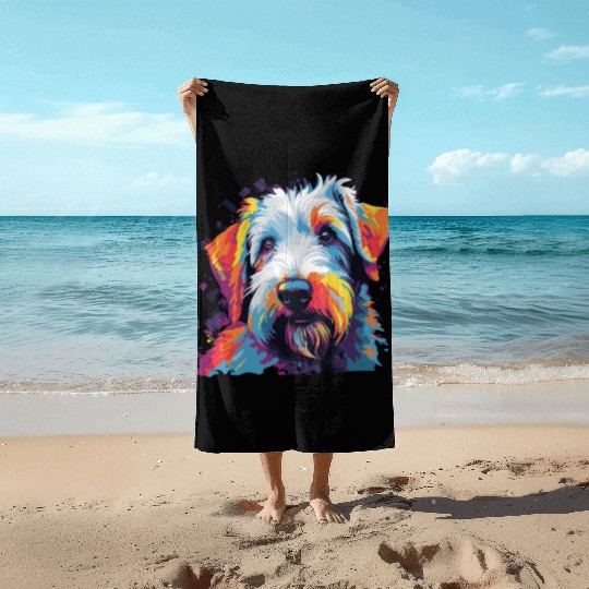 Watercolor Colorful Sealyham Terrier Beach Towels
