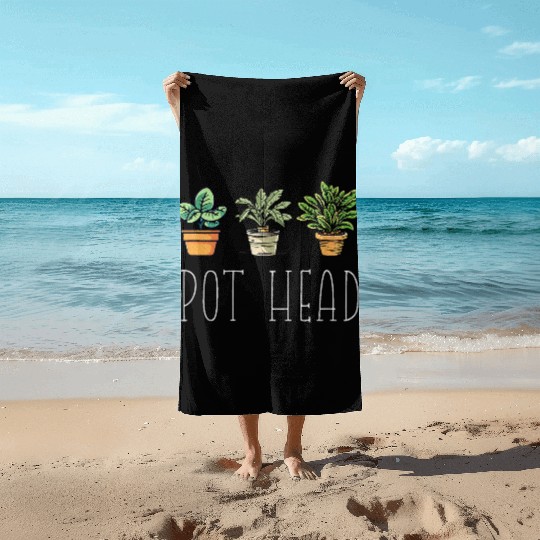 Gardening Farmer Funny Pot Head Plants Gardener Beach Towels
