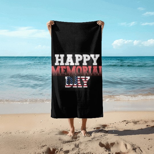 Patriotic Memorial Day Flag Design Beach Towels