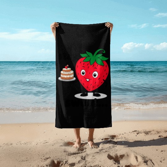 strawberry smile remains sweet Beach Towels