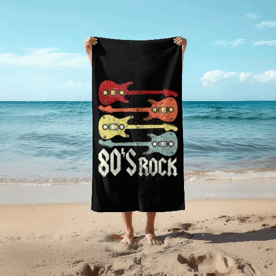 80s Rock Band Guitar Cassette Tape 1980s Beach Towels