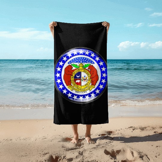 Re-Imagined Missouri State Seal in Glass Bubble Beach Towels