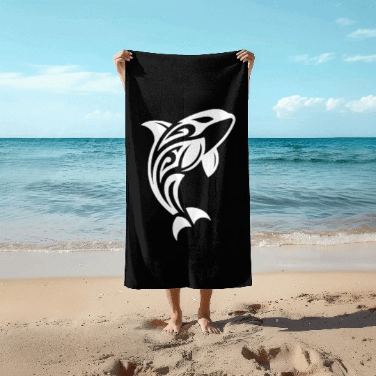 Jumping Orca T Tattoo Style Beach Towels