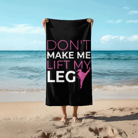Funny karate girl martial arts Beach Towels