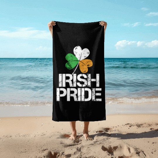 IRISH PRIDE Celtic Cross St Patricks Day Beach Towels