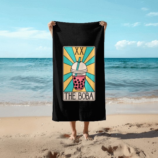 Boba Tarot Card - Bubble Tea Beach Towels