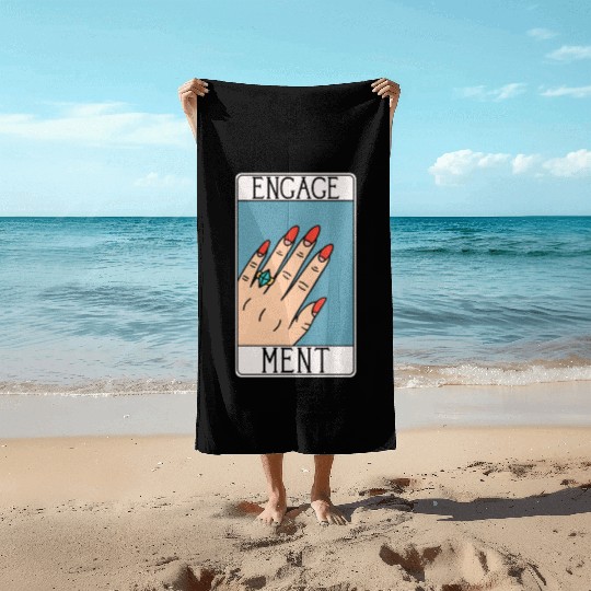 Engagement - Engaged Tarot Card - Wedding Proposal Beach Towels