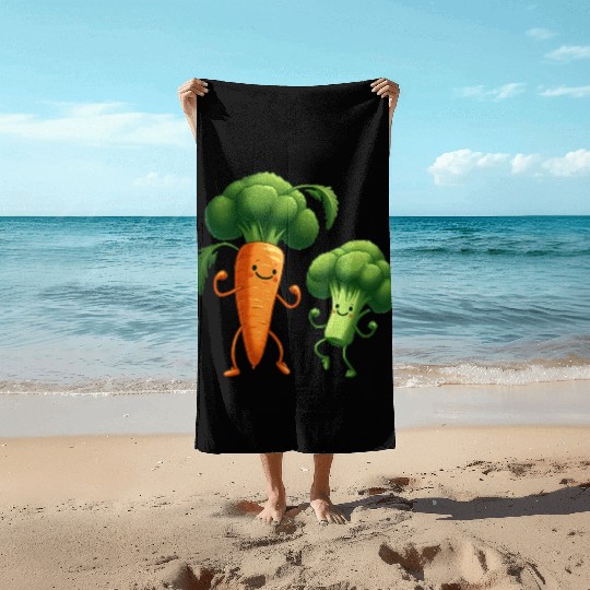 Carrot Dancing with Broccoli Beach Towels