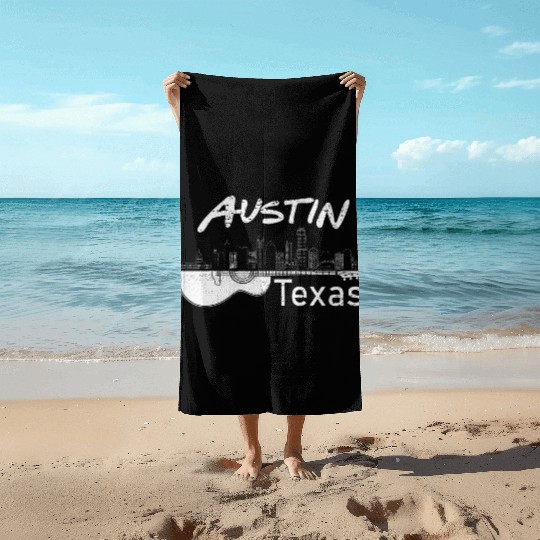Austin Texas Souvenir Guitar Music Lover Beach Towels