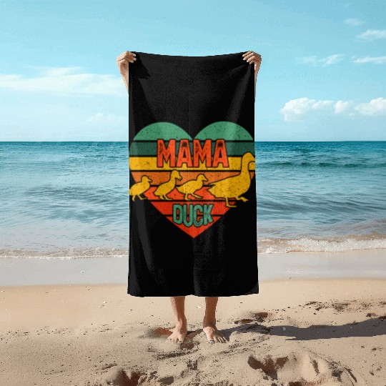Mama Duck 3 Ducklings Duck Mom Mother's Day Beach Towels