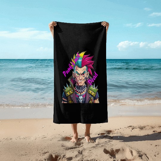 Rebel's Gaze: A Tribute to Punk's Resilience Beach Towels
