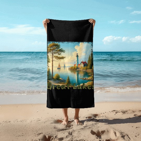 Great Lakes USA - Sailing and Motorboating Beach Towels