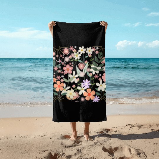 Boho Wildflowers Floral Nature Beach Towels