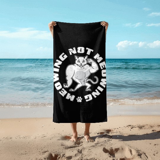 Mewing Not Meowing Funny Cat Meme Jawline Beach Towels