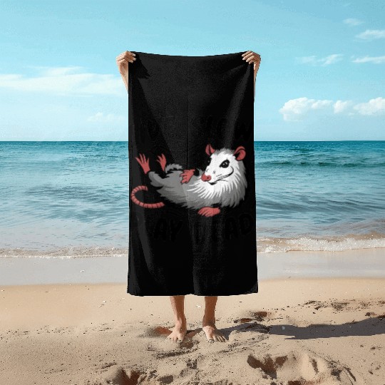Funny Possum Live slow play dead Street Cat Beach Towels