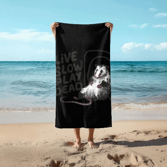 Funny Possum Live slow play dead Street Cat Beach Towels