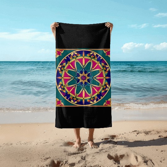 Persian Rug Medallion Beach Towels