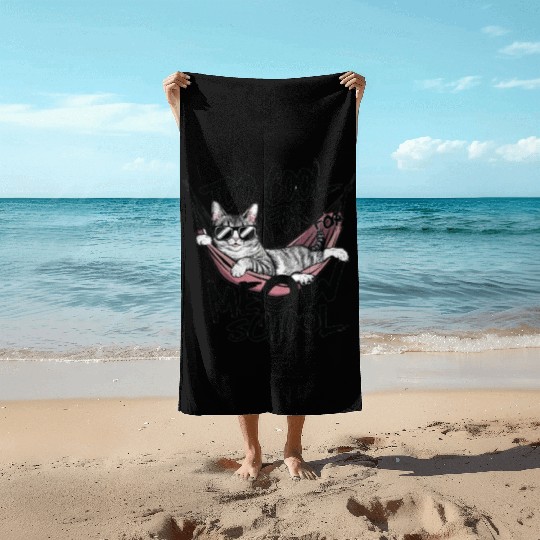 Too cool for meow school Beach Towels