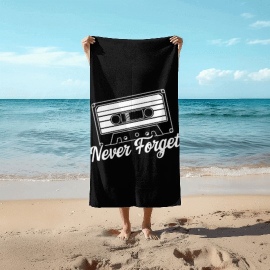 a cassette tape never forget 2 Beach Towels