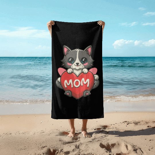 cat mom Beach Towels