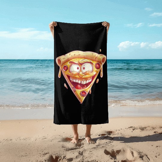 Cheesy Grinning Slice Captures Joy Beach Towels