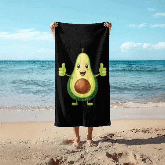 Happy Avocado Thumbs Up Fun Expression Beach Towels