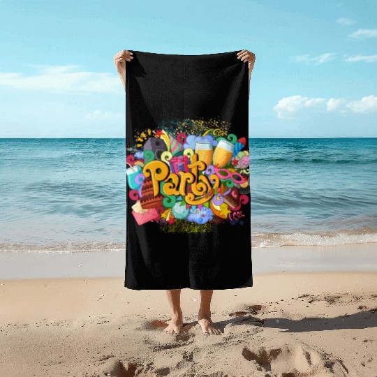 Vector Party Theme Wines Cakes Speaker Ice Cream Beach Towels