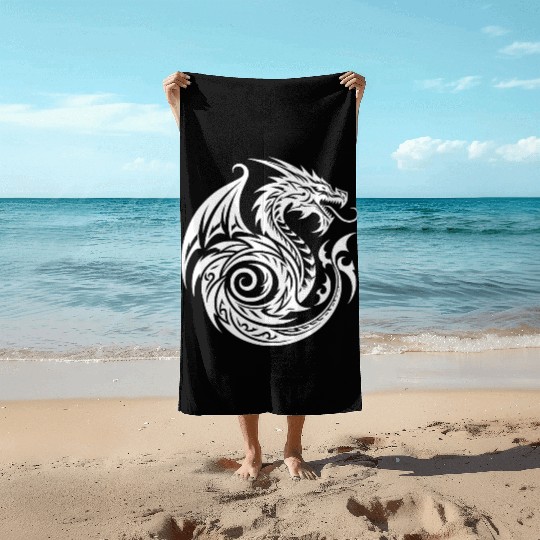 Wild T Tattoo Dragon With Wings Beach Towels