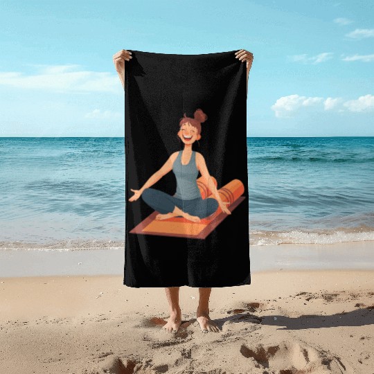Joyful Yoga Moment Meditation Pose Beach Towels