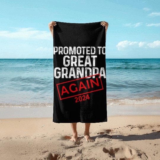 Promoted To Great Grandpa Again Est 2024 Baby Beach Towels