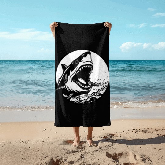 Great White Shark - Ocean Shark - Shark Lover Beach Towels