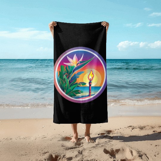 Paradise Flower and Torch Beach Towels