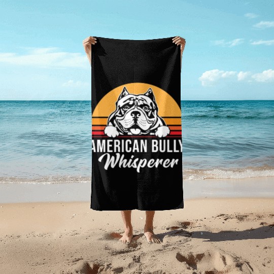 Live Love Bark Retro Vintage American Bully Funny Beach Towels