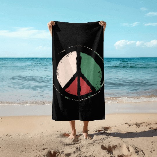 Free Palestine - Peace Symbol Beach Towels