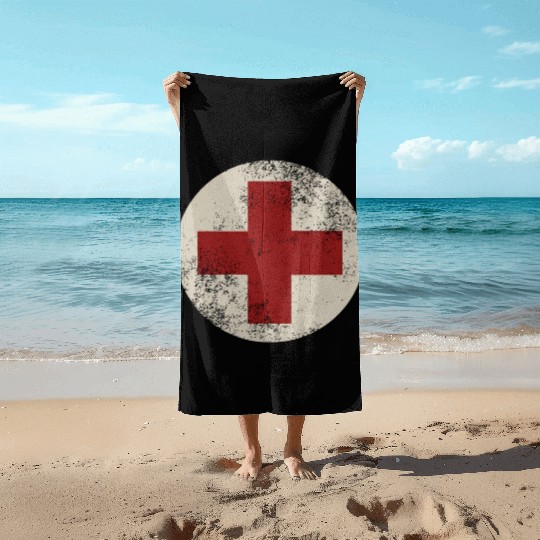 WW2 Combat Medic Symbol Beach Towels