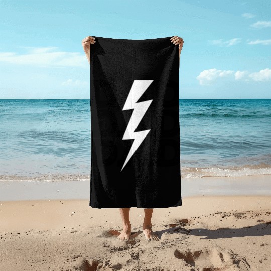 Baseball Dad Distressed Retro Lightning Bolt Beach Towels