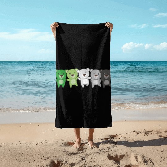Aromantik Flag Pride Lgbtq Cute Bear Beach Towels