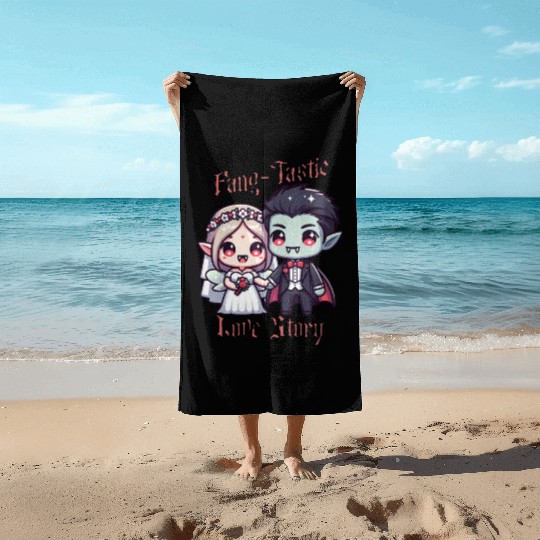 Vampire Bride and Groom Love Story Beach Towels