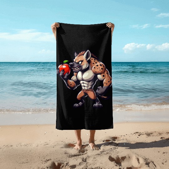Hyena Enjoying Apple Fitness Workout Beach Towels