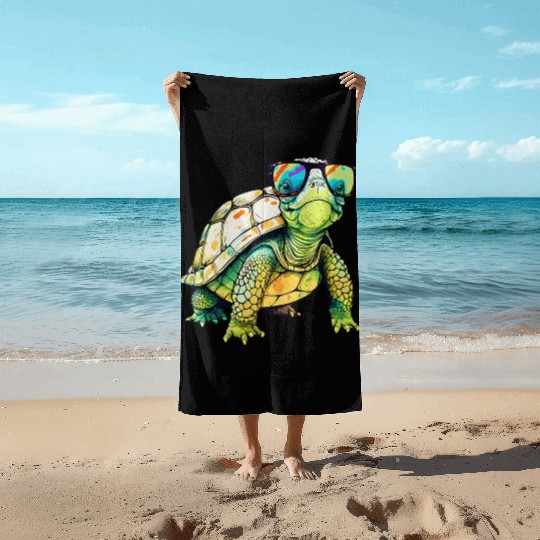 Turtle Colorful Turtle Outfit Mens Turtle Lover Beach Towels