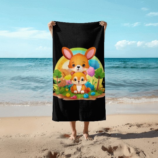 Kangaroo Kingdom Threads: Embrace Nature's Harmony Beach Towels