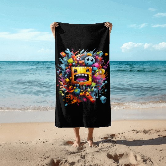 geometry dash Beach Towels