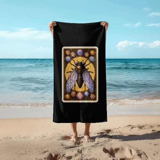 CICADA INVASION 2024 TAROT CARD, CICADAGEDDON 2024 Beach Towels