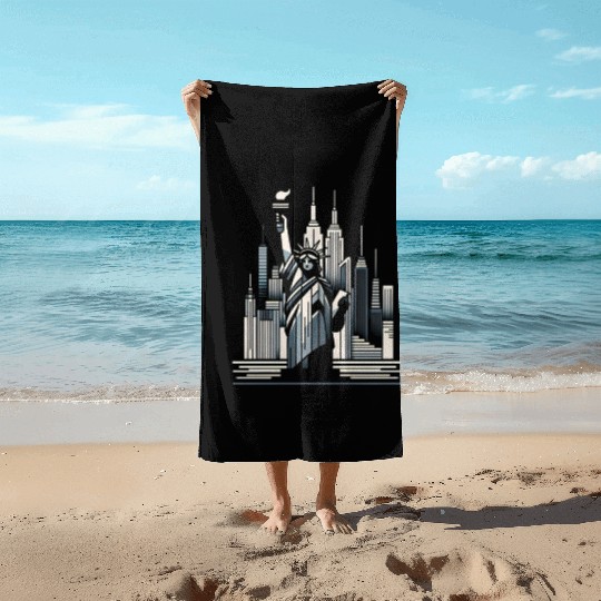Statue of Liberty Embrace Beach Towels