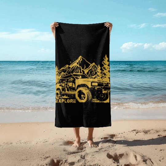 Jeep Car and Nature Mount Beach Towels
